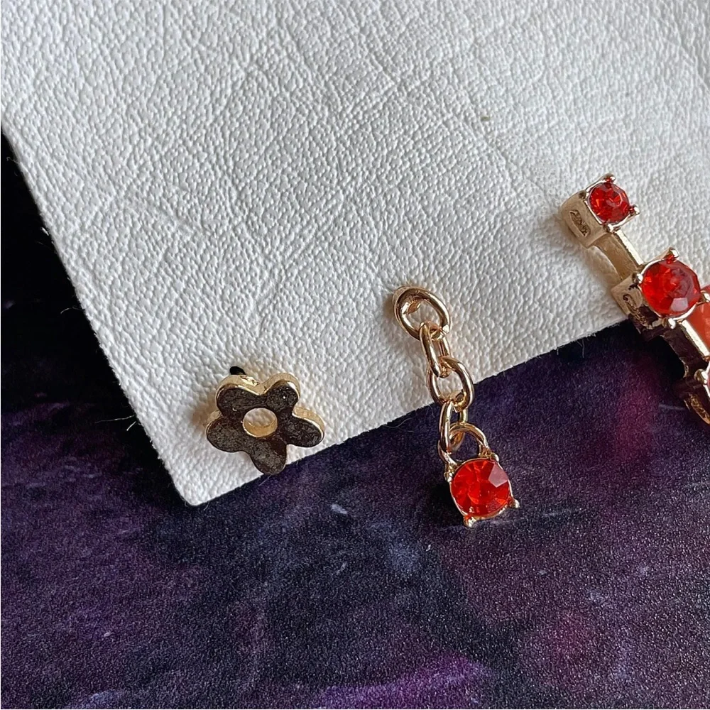 Free People Orange Le Jardin Hoop Stud Earring Set Mix & Match Gift - Picture 2 of 6